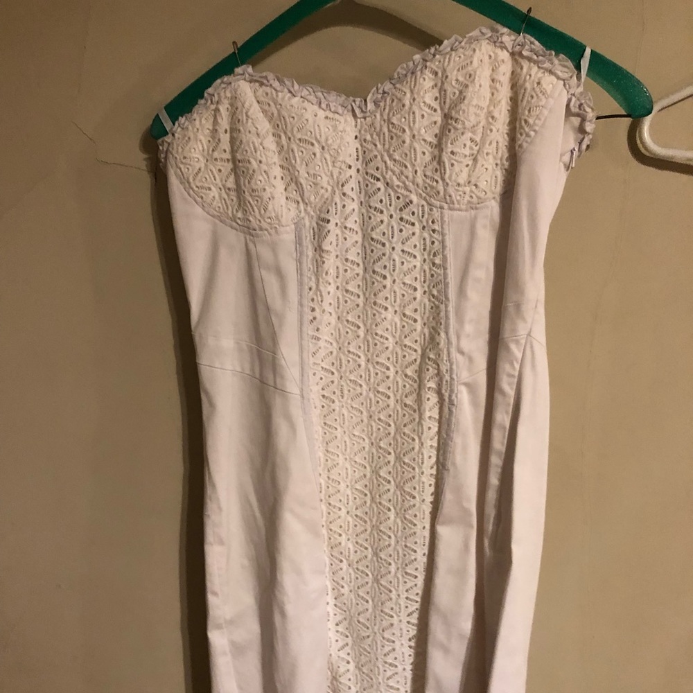 Bebe white strapless dress